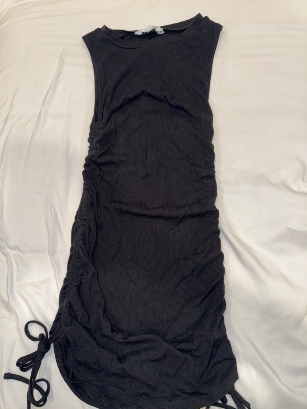 Steve Madden Black Ruched Tie-Side Mini Dress